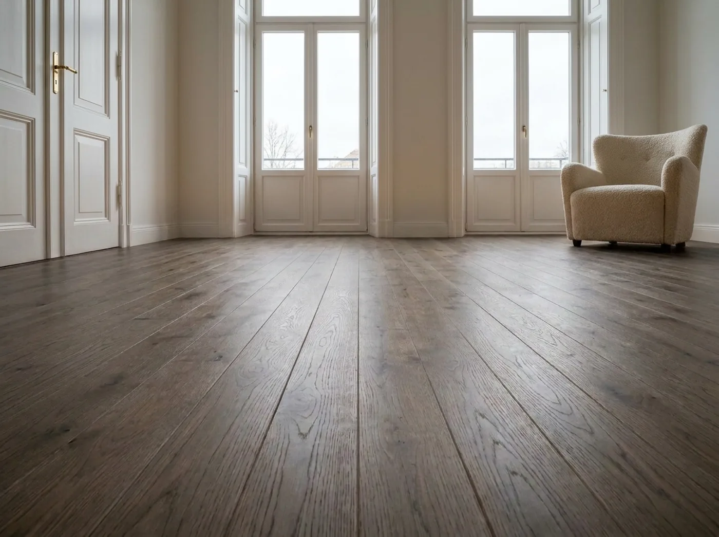 Schmaldiele in Charcoal, verlegt in einem Wohnraum