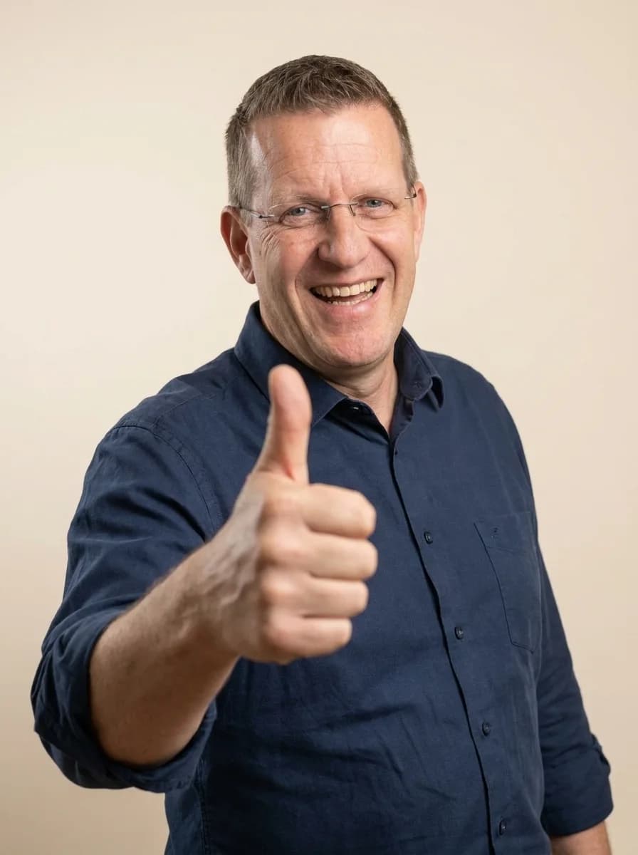 Roger Derksen zeigt den Daumen nach oben